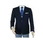Men's RENOIR Classic Blazer 100% Wool Side vents Metal Buttons Notch 509 - 2 Navy - J.Valintin Men's Wear Legend - 21544