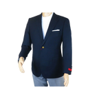 Men's RENOIR Classic Blazer 100% Wool Side vents Metal Buttons Notch 509 - 2 Navy - J.Valintin Men's Wear Legend - 21544