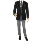 Men's RENOIR Classic Blazer Jacket 100% Wool Single breasted Notch 509 - 1 Black - J.Valintin Men's Wear Legend - 21566
