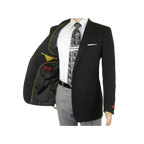 Men's RENOIR Classic Blazer Jacket 100% Wool Single breasted Notch 509 - 1 Black - J.Valintin Men's Wear Legend - 21566