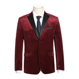 Men's Renoir Velvet Tuxedo Blazer Jacket Satin Peak Lapel Slim 290 - 8 Burgundy - J.Valintin Men's Wear Legend - 290 - 8 Burg - 38R