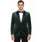 Men's Renoir Velvet Tuxedo Blazer Jacket Satin Peak Lapel Slim Fit 290 - 9 Green - J.Valintin Men's Wear Legend - 290 - 9 Green - 38R