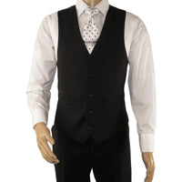 Mens RENOIR Vest Wool 140 Adjustable ,V - Neck two Pocket Full Lining 508 - 1 Black - J.Valintin Men's Wear Legend - 80049