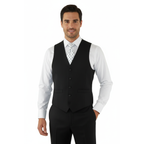 Mens RENOIR Vest Wool 140 Adjustable ,V-Neck two Pocket Full Lining 508-1 Black