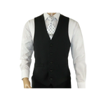 Mens RENOIR Vest Wool 140 Adjustable ,V - Neck two Pocket Full Lining 508 - 1 Black - J.Valintin Men's Wear Legend - 80049