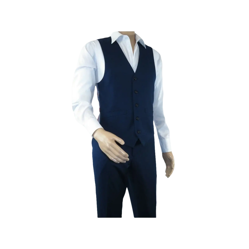 Men's RENOIR Vest Wool 140's Adjustable, Two Pockets 508 - 19 Navy Blue - J.Valintin Men's Wear Legend - 80059