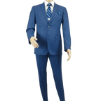 Men's Renoir Wool Blend Slim Fit 2pc Suit Sharkskin Texture 557 - 1 Blue - J.Valintin Men's Wear Legend - 557 - 1 - Blue - 36S