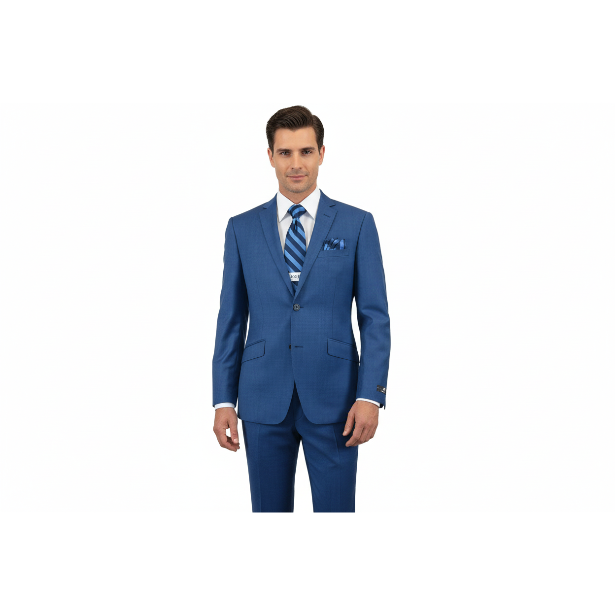 Men's Renoir Wool Blend Slim Fit 2pc Suit Sharkskin Texture 557-1 Blue