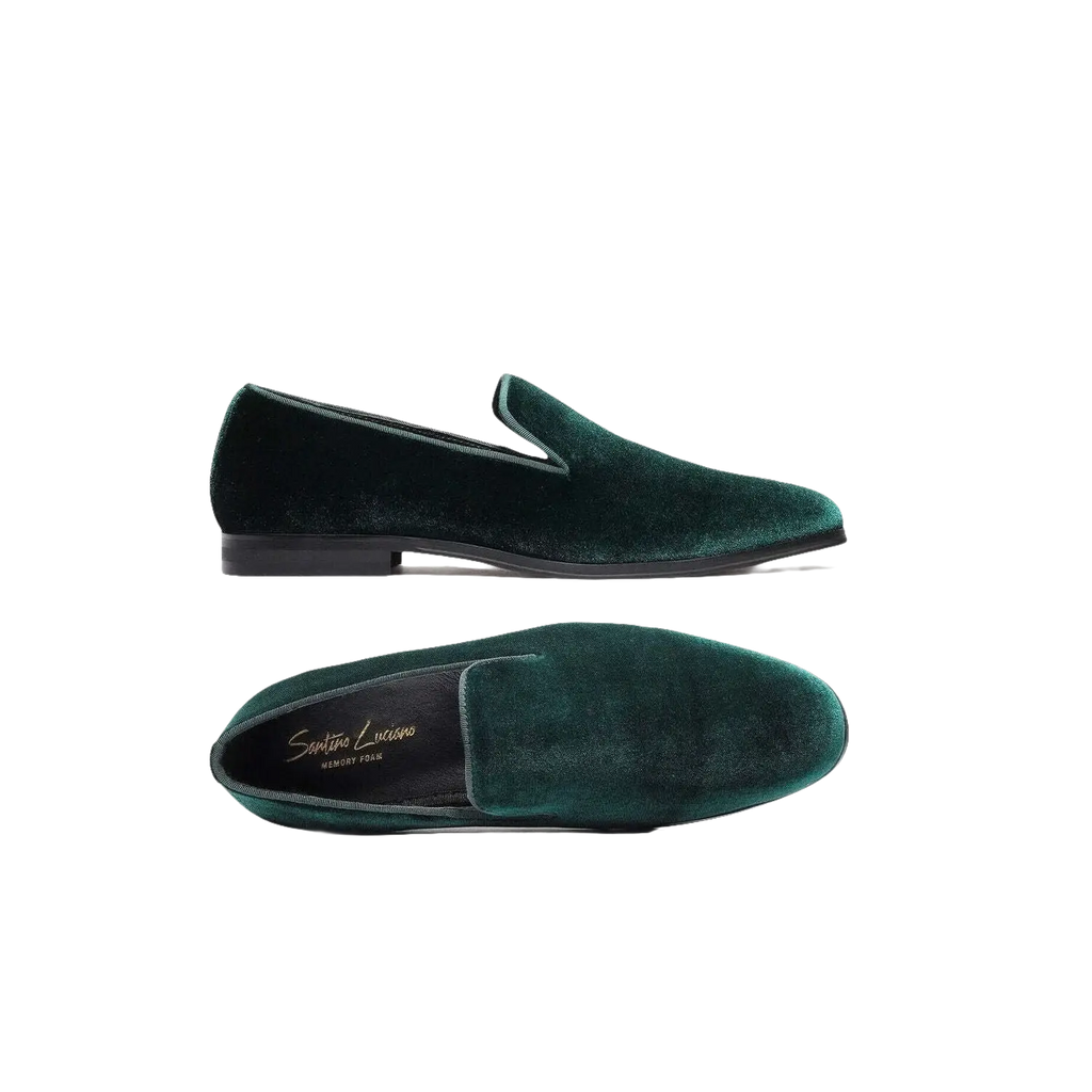 Mens Santino Luciano Shoes Soft Velvet Slip on Loafer Formal C351 Emerald Green - J.Valintin Men's Wear Legend - 98997