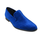 Mens Santino Luciano Shoes Soft Velvet Slip on Loafer Formal C351 Royal Blue - J.Valintin Men's Wear Legend - 99005