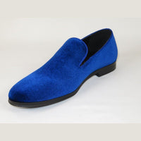 Mens Santino Luciano Shoes Soft Velvet Slip on Loafer Formal C351 Royal Blue - J.Valintin Men's Wear Legend - 99005