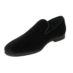 Mens Santino Luciano Shoes Soft Velvet Slip on Loafer Formal Wedding C351 Black - J.Valintin Men's Wear Legend - C351 - Black - 14M