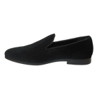 Mens Santino Luciano Shoes Soft Velvet Slip on Loafer Formal Wedding C351 Black - J.Valintin Men's Wear Legend - C351 - Black - 14M