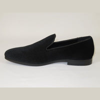 Mens Santino Luciano Shoes Soft Velvet Slip on Loafer Formal Wedding C351 Black - J.Valintin Men's Wear Legend - C351 - Black - 14M