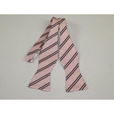 Men's Self Bow Tie By Hand J.Valintin Collection Woven SBT3 Pink Stripe - J.Valintin Men's Wear Legend - 92551