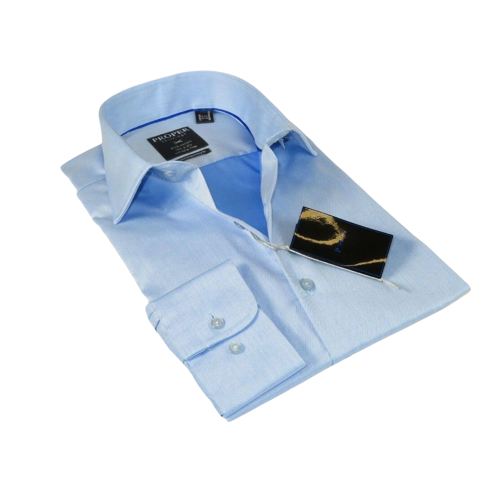 proper shirtings dress shirt Mens Classic Fit White And Blue Striped 120's 2PLY Cotton Dress Shirt, 16 1/2 / 36/37