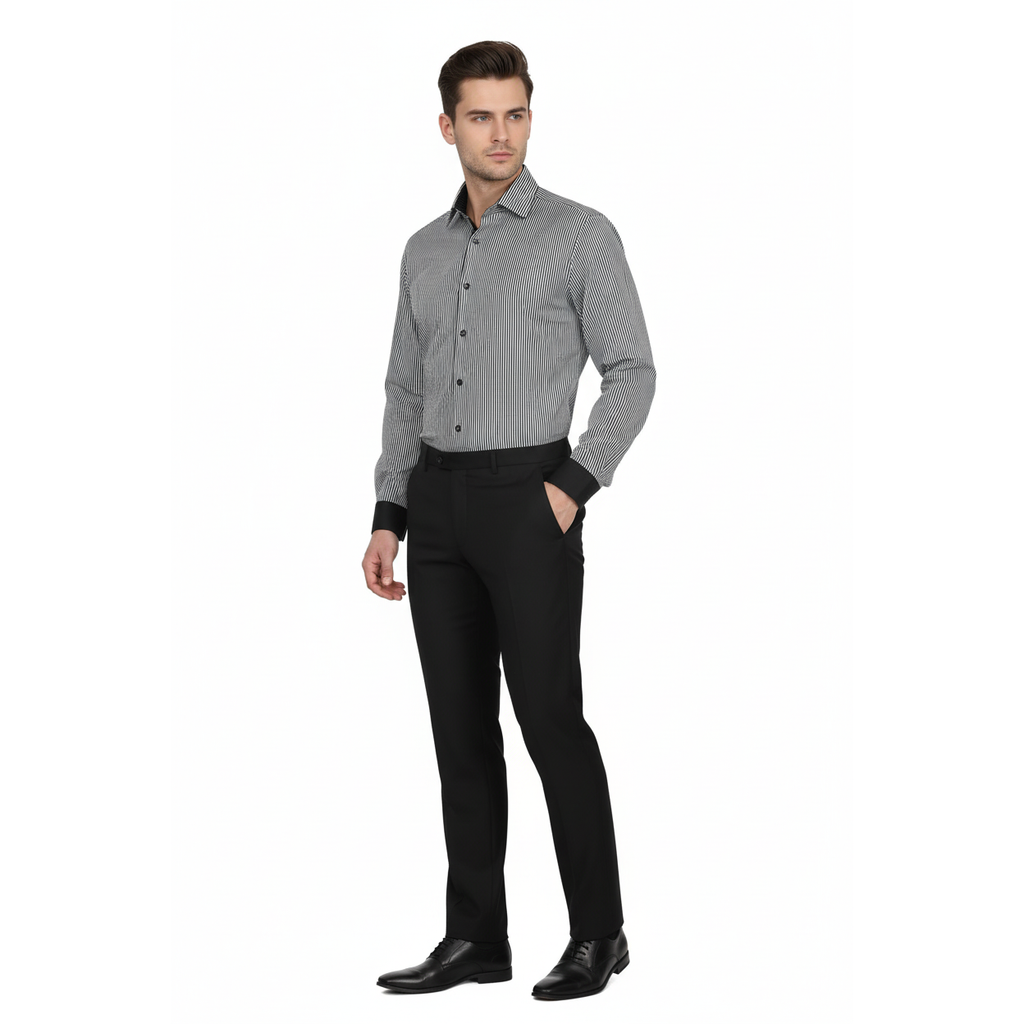 Mens Shirt J.Valintin Turkey Usa Egyptian Cotton High Neck 1f94-06 Black