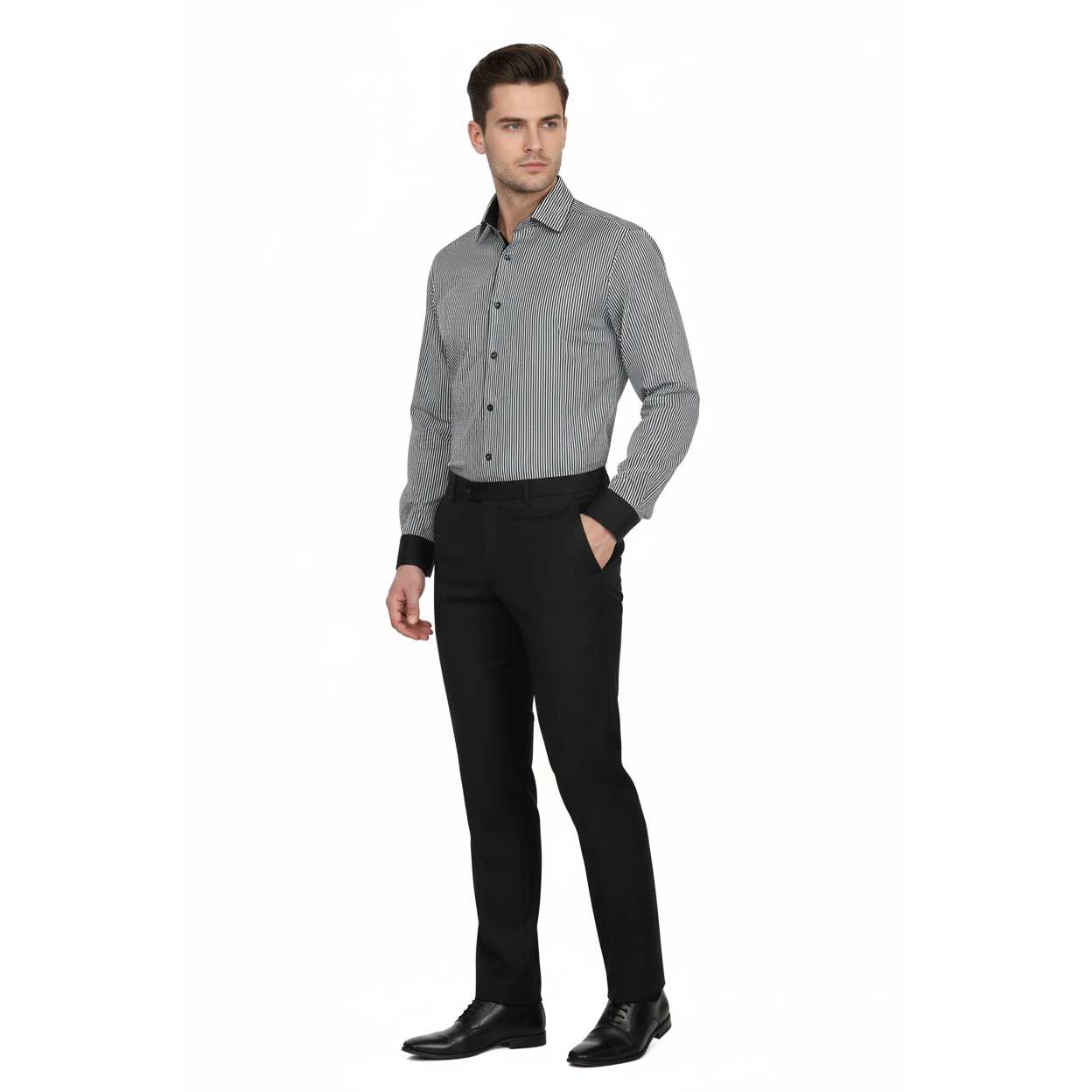 Mens Shirt J.Valintin Turkey Usa Egyptian Cotton High Neck 1f94-06 Black
