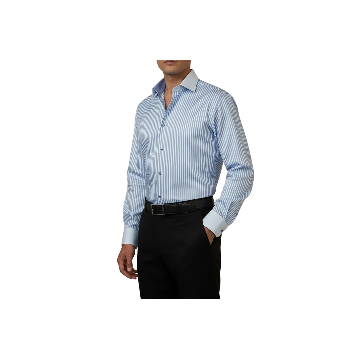 Mens Shirt J.Valintin Turkey Usa Egyption Cotton High Collar 1A19-68 Blue
