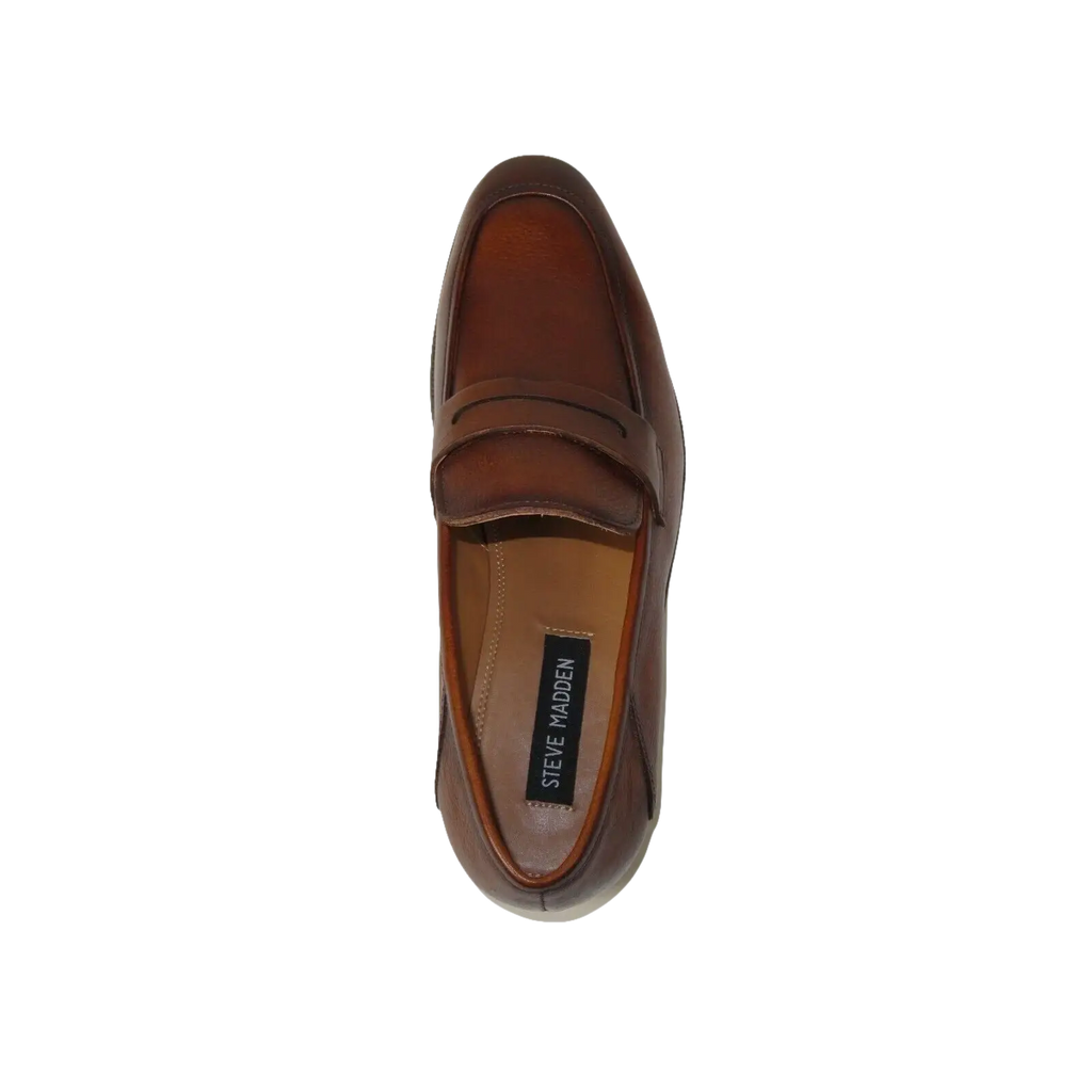 Men's Shoes Steve Madden Soft Leather upper Slip On Penny Acheron Brandy - J.Valintin Men's Wear Legend - 99730