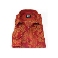 Men's Silky Paisley Floral Shirt By JT Milano AVM Turkey Slim Fit 600 - 28 Rust - J.Valintin Men's Wear Legend - 600 - 28 Rust - M