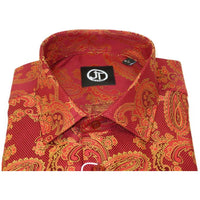 Men's Silky Paisley Floral Shirt By JT Milano AVM Turkey Slim Fit 600 - 28 Rust - J.Valintin Men's Wear Legend - 600 - 28 Rust - M