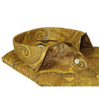 Men's Silky Paisley Floral Shirt By JT Milano AVM Turkey Slim Fit 6000 - 22 Gold - J.Valintin Men's Wear Legend - 6000 - 22 Gold - M