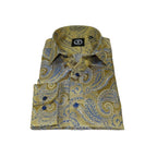 Men's Silky Paisley Floral Shirt By JT Milano AVM Turkey Slim Fit 6001 - 21 Gold - J.Valintin Men's Wear Legend - 6001 - 21 Gold - M