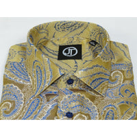 Men's Silky Paisley Floral Shirt By JT Milano AVM Turkey Slim Fit 6001 - 21 Gold - J.Valintin Men's Wear Legend - 6001 - 21 Gold - M