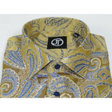 Men's Silky Paisley Floral Shirt By JT Milano AVM Turkey Slim Fit 6001 - 21 Gold - J.Valintin Men's Wear Legend - 6001 - 21 Gold - M