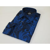 Men's Silky Paisley Floral Shirt By JT Milano AVM Turkey Slim Fit 6002 - 34 Royal Blue - J.Valintin Men's Wear Legend - 6002 - 34 Royal - M