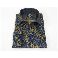 Men's Silky Paisley Floral Shirt By JT Milano AVM Turkey Slim Fit 6006 - 33 Navy - J.Valintin Men's Wear Legend - 6006 - 33 Navy - M