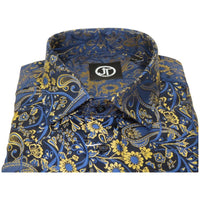 Men's Silky Paisley Floral Shirt By JT Milano AVM Turkey Slim Fit 6006 - 33 Navy - J.Valintin Men's Wear Legend - 6006 - 33 Navy - M