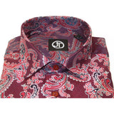 Men's Silky Paisley Floral Shirt By JT Milano AVM Turkey Slim Fit 6008 - 52 Burgundy - J.Valintin Men's Wear Legend - 6008 - 52 Burg - M