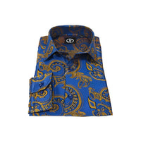 Men's Silky Paisley Floral Shirt By JT Milano AVM Turkey Slim Fit 6011 - 23 Royal Blue - J.Valintin Men's Wear Legend - 6011 - 23 Royal - M