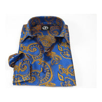 Men's Silky Paisley Floral Shirt By JT Milano AVM Turkey Slim Fit 6011 - 23 Royal Blue - J.Valintin Men's Wear Legend - 6011 - 23 Royal - M