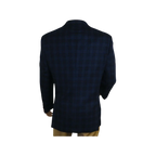 Men's Soft Wool Cashmere Sport Coat English Plaid Window Pane 556 - 11 Navy Renoir - J.Valintin Men's Wear Legend - 92568