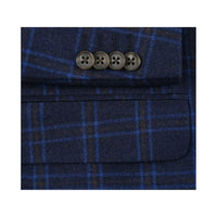 Men's Soft Wool Cashmere Sport Coat English Plaid Window Pane 556 - 11 Navy Renoir - J.Valintin Men's Wear Legend - 92568