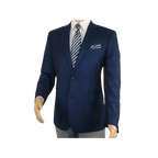 Men's Soft Wool Sport Coat English Plaid Window Pane 556 - 4 Navy Blue Renoir - J.Valintin Men's Wear Legend - 92566