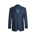 Men's Soft Wool Sport Coat English Plaid Window Pane 556 - 4 Navy Blue Renoir - J.Valintin Men's Wear Legend - 92566