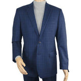 Men's Soft Wool Sport Coat English Plaid Window Pane 556 - 4 Navy Blue Renoir - J.Valintin Men's Wear Legend - 92566