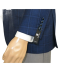 Men's Soft Wool Sport Coat English Plaid Window Pane 556 - 4 Navy Blue Renoir - J.Valintin Men's Wear Legend - 92566
