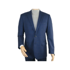 Men's Soft Wool Sport Coat English Plaid Window Pane 556 - 4 Navy Blue Renoir - J.Valintin Men's Wear Legend - 92566