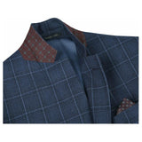 Men's Soft Wool Sport Coat English Plaid Window Pane 556 - 4 Navy Blue Renoir - J.Valintin Men's Wear Legend - 92566