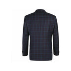 Men's Soft Wool Sport Coat English Plaid Window Pane 556 - 7 Plum Blue Renoir - J.Valintin Men's Wear Legend - 19146