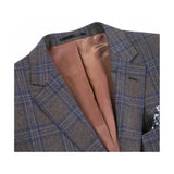 Men's Soft Wool Sport Coat English Plaid Window Pane 556 - 9 Brown Blue Renoir - J.Valintin Men's Wear Legend - 19129