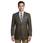 Mens sport Coat APOLLO KING Window Pane 100% Wool super 150's C14 Brown Coffee - J.Valintin Men's Wear Legend - 21808