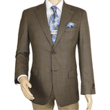 Mens sport Coat APOLLO KING Window Pane 100% Wool super 150's C14 Brown Coffee - J.Valintin Men's Wear Legend - 21808