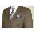 Mens sport Coat APOLLO KING Window Pane 100% Wool super 150's C14 Brown Coffee