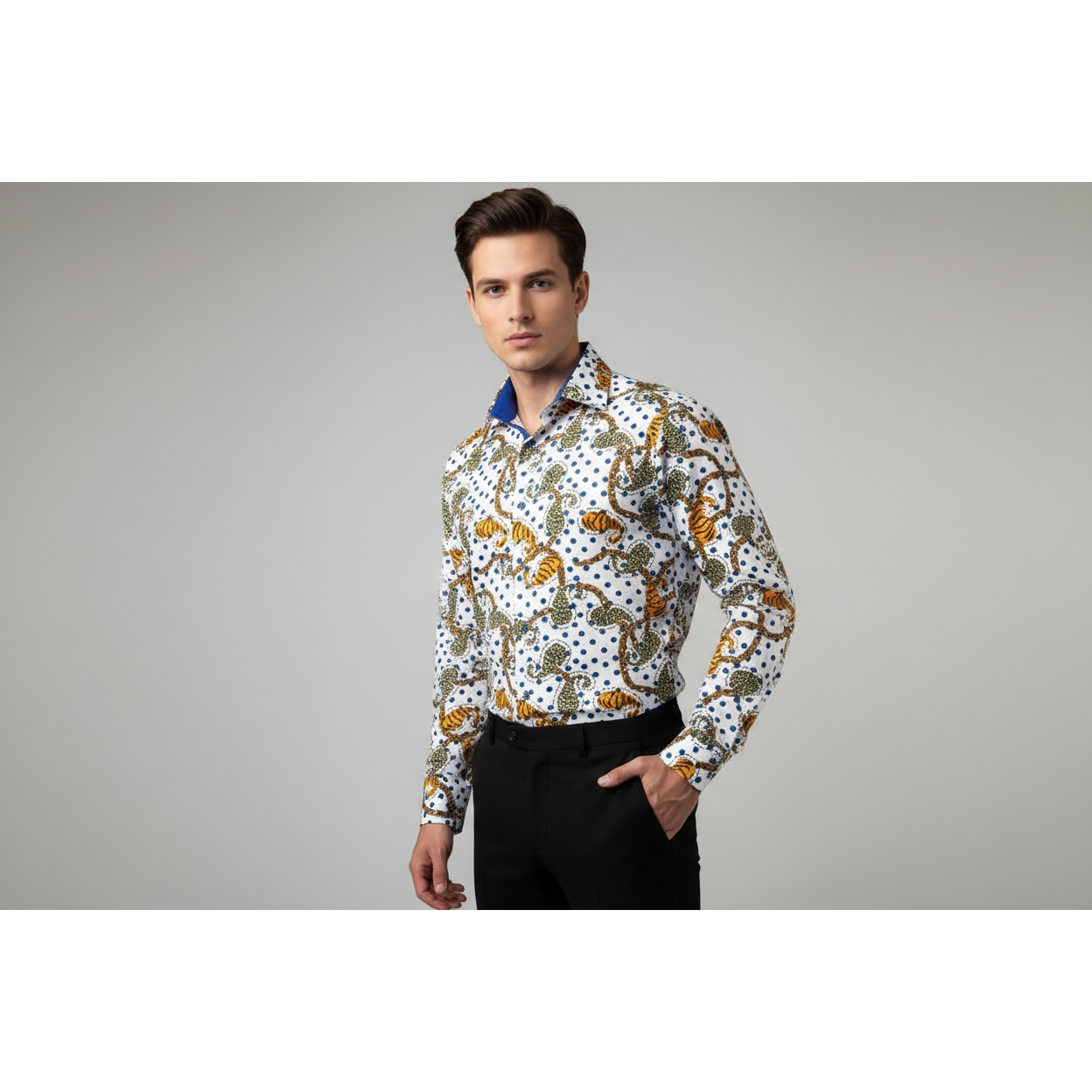 Mens Sports Dress Shirts By AXXESS From Turkey 100% Egyptian Cotton 622-04 White